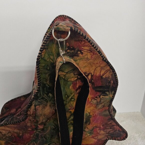 Multicolor Leather Africa Shaped Backpack Boho Tribal Festival Slig Bag - Picture 15 of 16